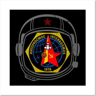 Sputnik Interkosmos DDR Vintage Astronaut Soviet Union Space Posters and Art